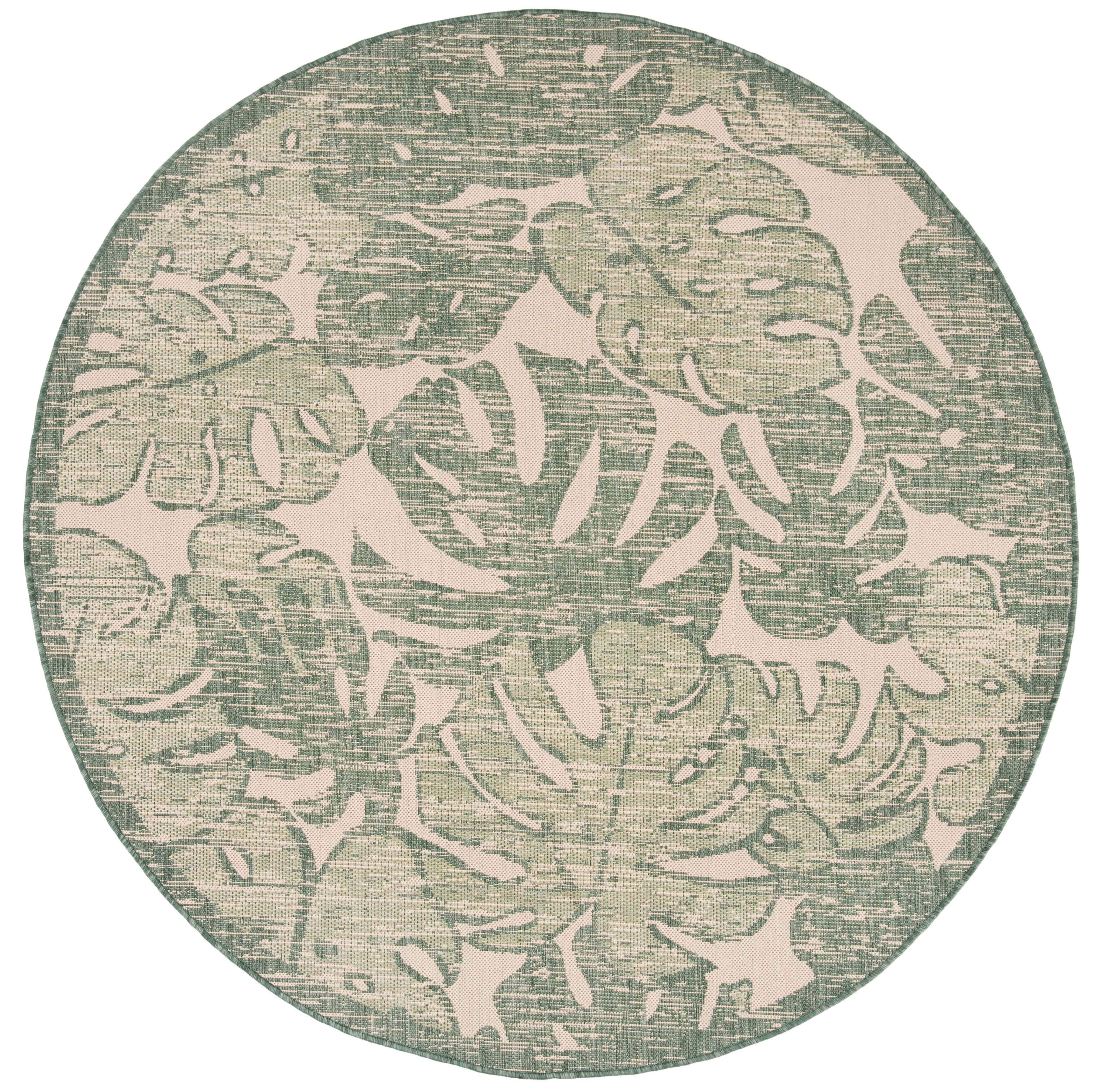 Safavieh Courtyard Ivy Botanical Indoor/Outdoor Area Rug, Beige/Green, 6'7" x 6'7" Round