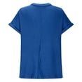 thumbnail image 6 of Odbmxy Women's T Shirts Short Sleeve Cotton Ladies Plus Size Tops Leisure Knitted Holiday Regular Button Solid Color Tops,Blue M, 6 of 7