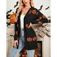 thumbnail image 2 of Halloween Day Cardigan Sweaters for Women V-Neck Open Front Cardigan Pumpkin Ghost Printed Mid-Length Cardigans Shermie, 2 of 6