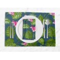 thumbnail image 1 of S4Sassy Blue Tropical Leaves & Floral Washable Placemats & Napkins Table Decor Dining Mats, 1 of 3