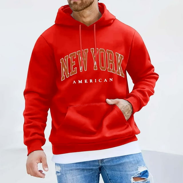 WILLBEST Sudaderas En Pareja Sudadera con Capucha De Manga Larga con Estampado De Ciudad Deportiva A La Moda para Hombre Sudadera Informal con Textura Grande