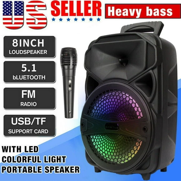 8" 1000W Portable FM Bluetooth Speaker Subwoofer Heavy Bass Sound System