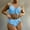 Blue, variant on Jacenvly 2024 Bikinis for Juniors 2 Piece Quick Drying Fashion Women One-Piece Swimsuit Waistless Printing Halter Lace Bikini Multicolor Trendy Beach Bikini Wrap Blue