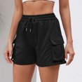 thumbnail image 4 of yillto Womens Sweat Cargo Shorts Elastic Waist Loose Casual Athletic Running Jogger Shorts with Pockets, 4 of 6