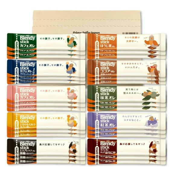 AGF Blendy Stick Coffee, Tea, Cocoa, Star Island, 10 Types, Set of 30 Made in JAPAN - Tokyo Sakura Mall