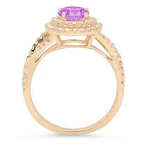 1.3125 ct Round Cut Simulated Alexandrite Halo Engagement Ring for Women in 18K Yellow Gold