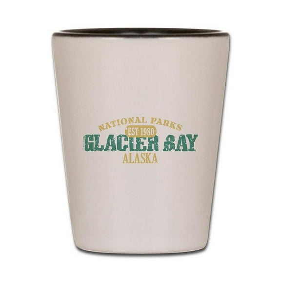 CafePress - Glacier Bay National Park AK - White/Black Shot Glass, Unique and Funny Shot Glass