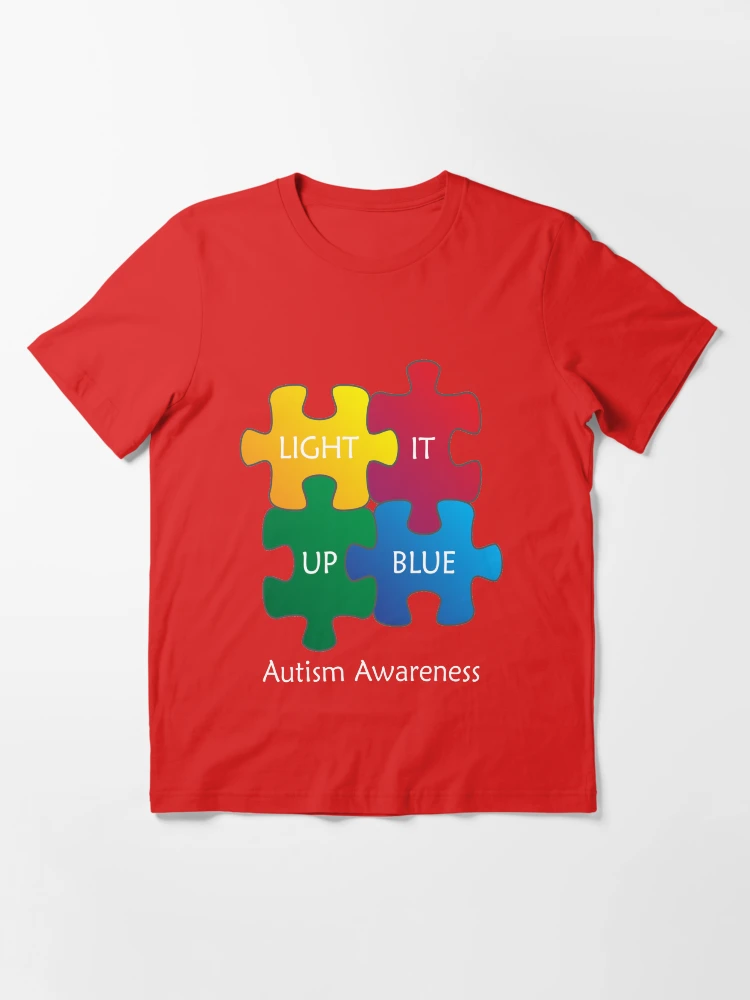 Light It Up Blue Autism Awareness Shirt Rainbow Puzzle Piece Graphic T-Shirt Autism Support Tee