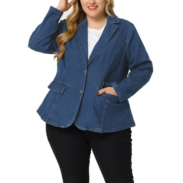 Plus size denim best sale blazer