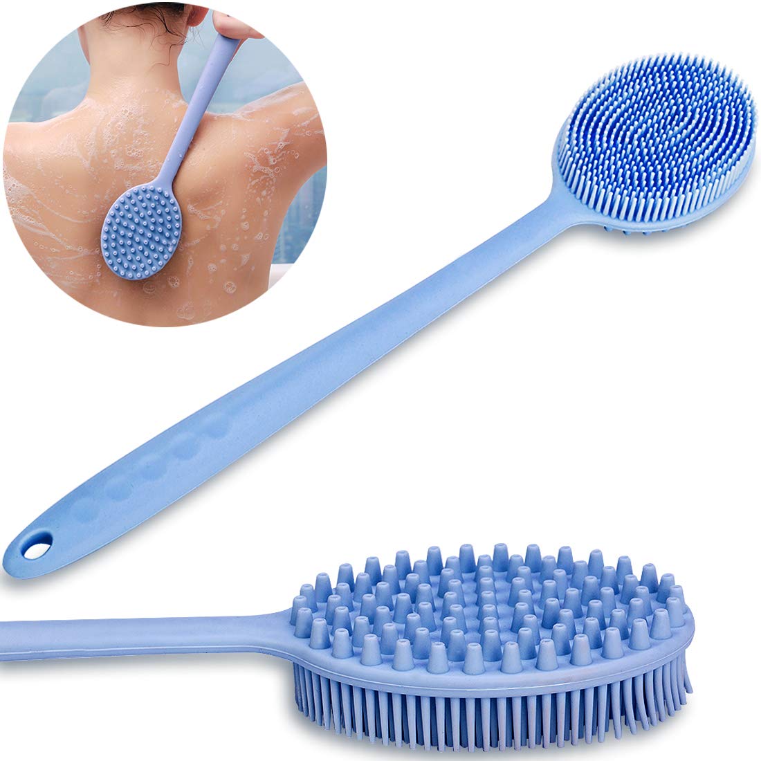 Silicone Bath Brush Body Brush with Long Handle for shower Back Body Scrubber Bath Shower Brush with Ultra-Soft Silicone Bristles for Women Men 100% BPA- free with Shopwer Cap (Blue) - Walmart.com Silicone Bath Brush Body Brush with Long Handle for shower Back Body Scrubber Bath Shower Brush with Ultra-Soft Silicone Bristles for Women Men 100% BPA- free with Shopwer Cap (Blue) - Walmart.com