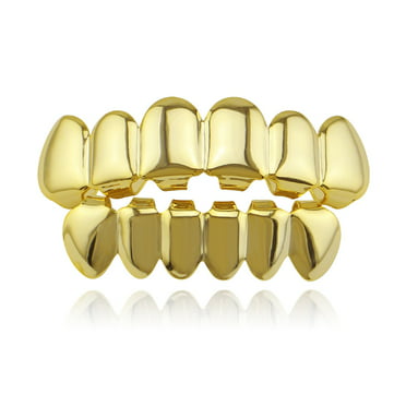 JINAO 18K Gold Plated Macro Pave CZ Iced-Out Grillz with Extra 