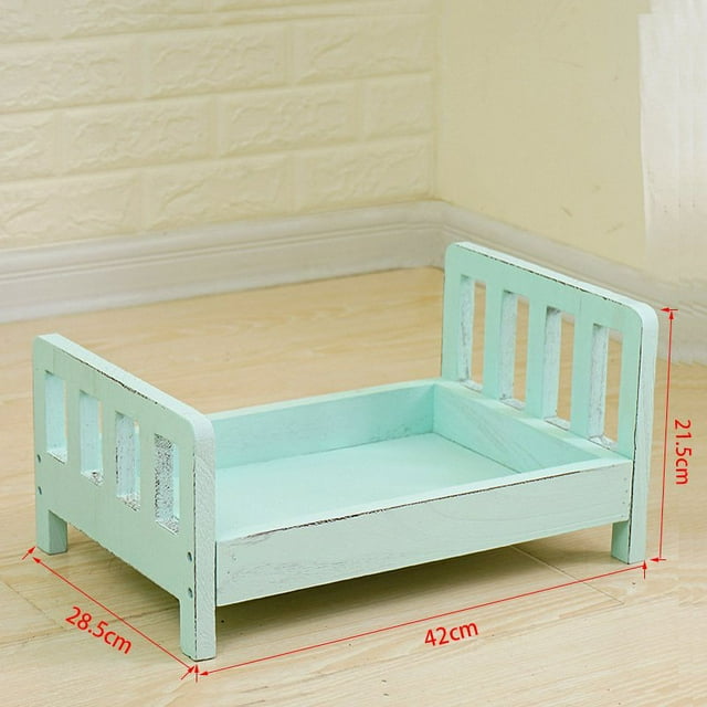 Baby Wooden Bed Gift Photo Prop Posing Portable Durable Photography Shotting(Brown)