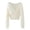 White, variant on UJNDER High Waisted Short Crop Long Sleeve V Neck Pullover Sweater for Women White One Size
