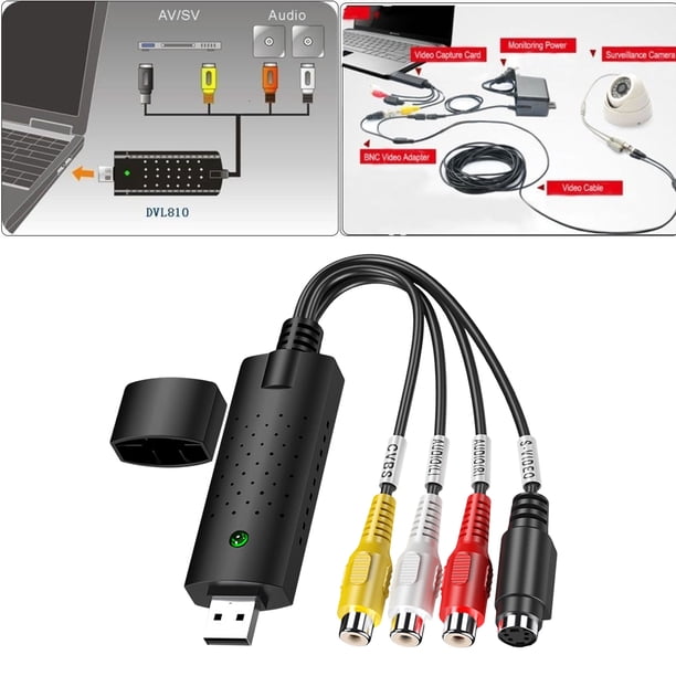 DGODRT USB Convertisseur Video Audio VHS VCR Hi8 Mini DV vers Analogique Numérique, Audio Vidéo USB Carte de Capture Transfère Numérique pour Windows 11/10/8/7 / XP/Vista