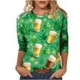 thumbnail image 2 of Ounisa Women 3/4 Sleeve St. Patrick's Day T-Shirts Crew Neck Spring Graphic Tee Tops, 2 of 5