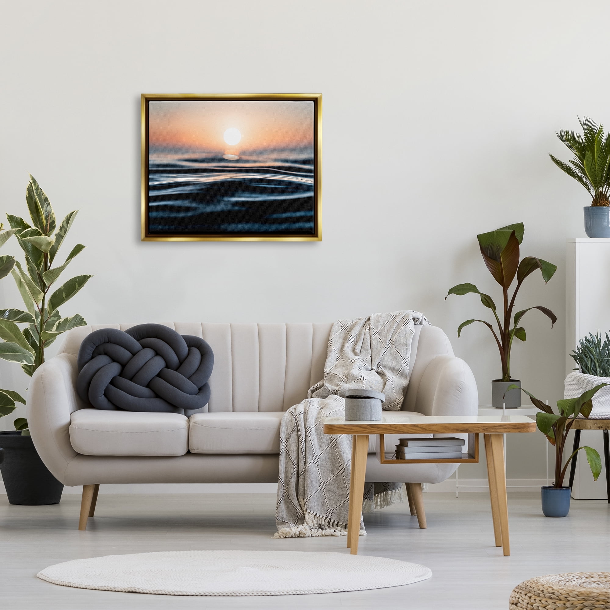 Stupell Industries Abstract Sunlit Ripples Landscape Painting Gold Floater Framed Canvas Art Print Wall Art, 31 x 25