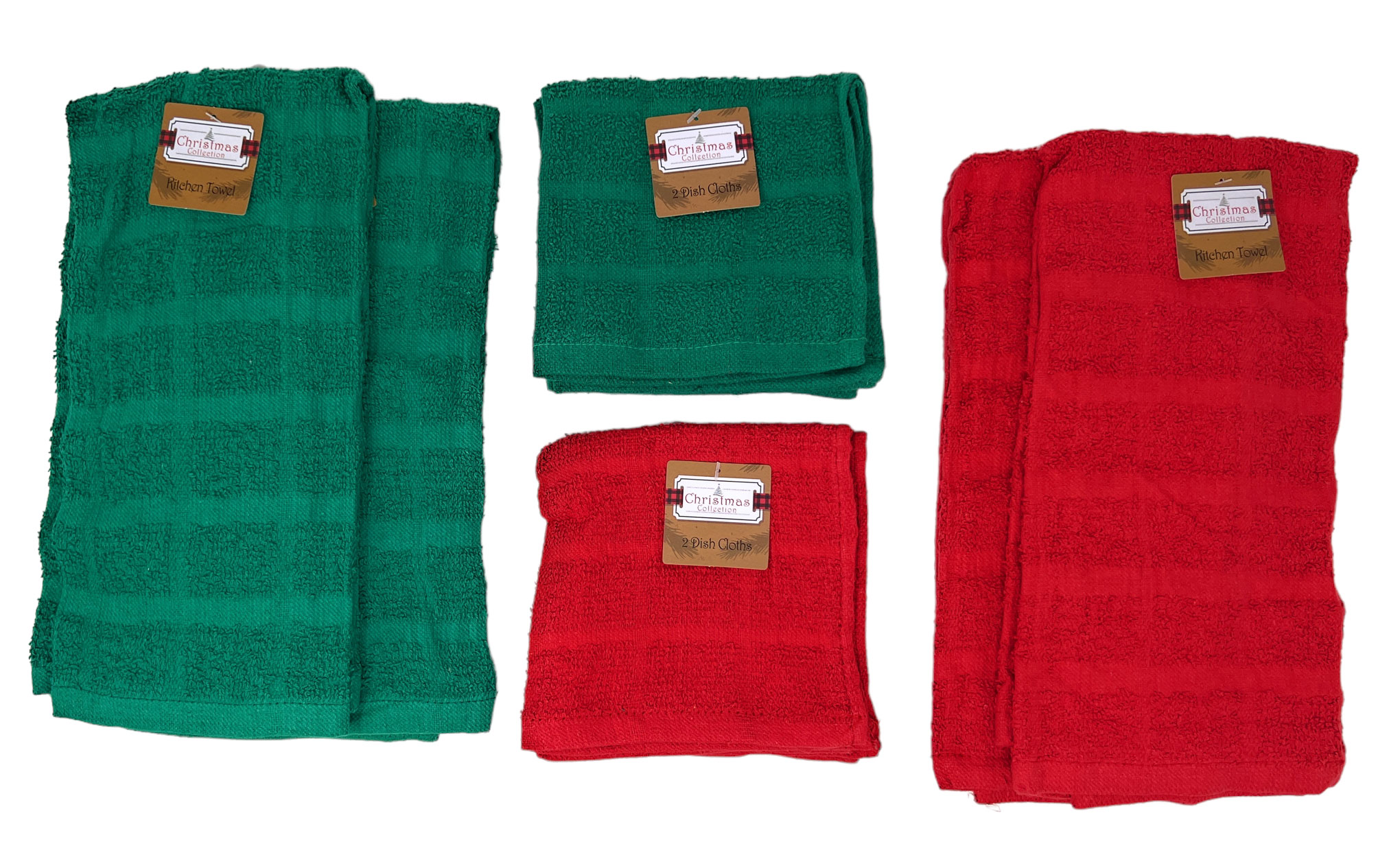 Northeast Home Goods Christmas Red and Green Kitchen Dish Towels and