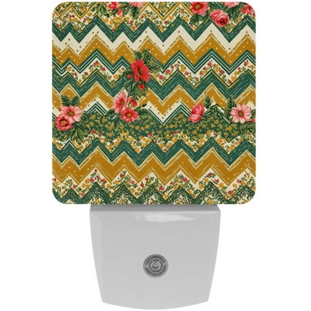 

LED Night Lights Plug into Wall 2-Pack 0.5W Plug in Night Light Dusk to Dawn White Bright Nightlight for Bedroom Bathroom Hallway Kitchen Pastorable Vintage Flral