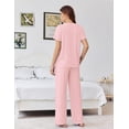 thumbnail image 4 of Ekouaer Womens Pajama Sets Viscose from bamboo Lounge Set Soft Pajamas for Women Set Short Sleeve and Long Pants Sleepwear, 4 of 6