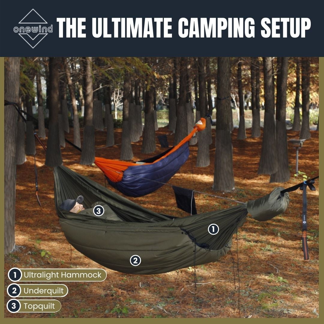 Onewind Hammock Top Quilt,Portable Sleeping Bag 40F, OD Green, 7'1"*4'6"