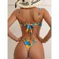 thumbnail image 3 of Conjunto de Bikini pequeño con realce para mujer, traje de baño pequeño con Tanga, Color contrastante, estilo brasileño, 2024, 3 of 5