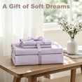 thumbnail image 5 of Jessy Home Bed Sheets Set 4 Piece King Sheet Set Light Purple Microfiber Fitted Sheet, Flat Sheet & 2 Pillowcases Bedding Set, 5 of 11