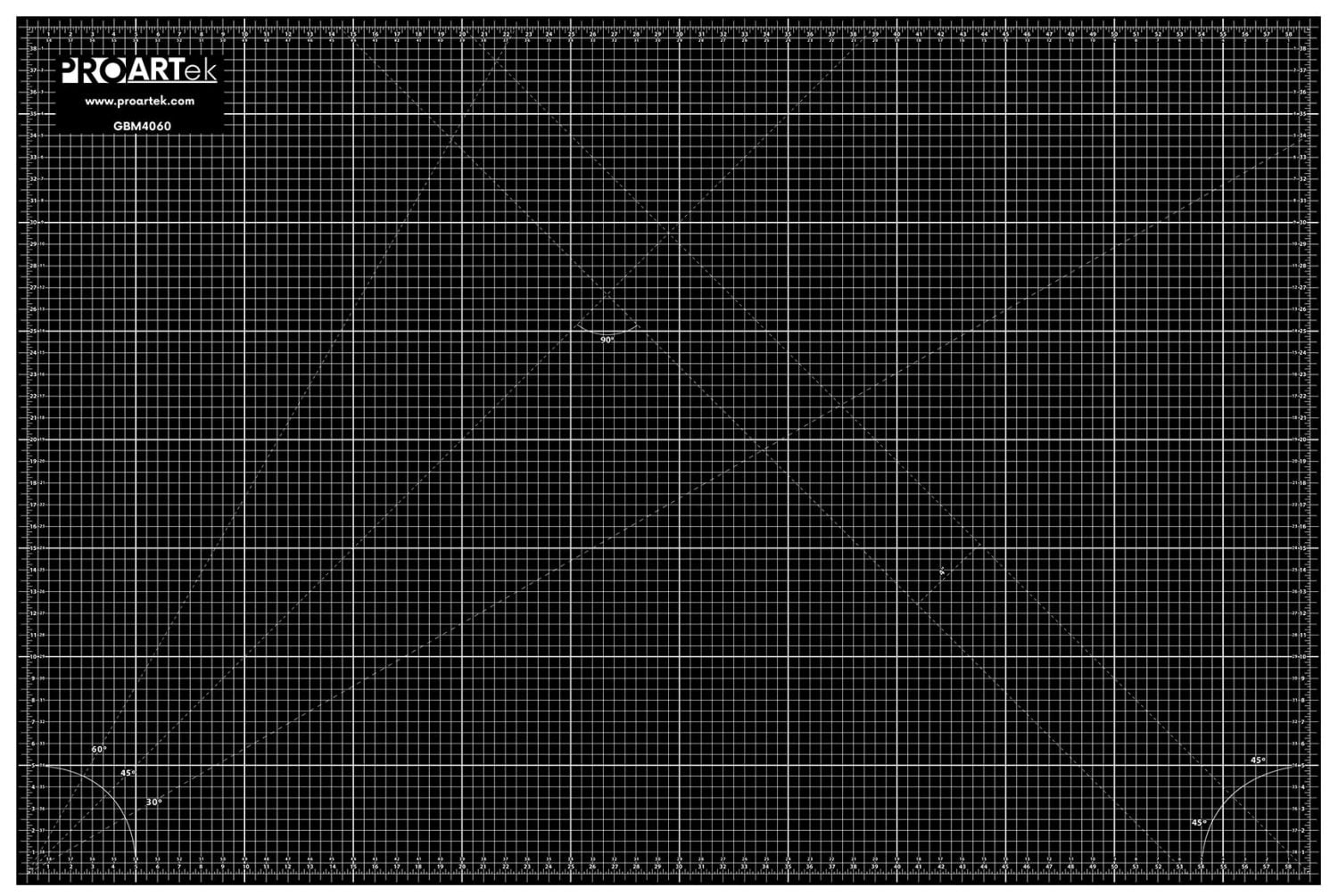 Proartek PK00012 Model GBM4060 Series 40" x 60" Dark Professional Cutting Mat; Black/Green; Double-Sided; Self-Healing; For Graphic Arts, Hobbies, Sewing, Scrapbooking, and other Cutting Projects