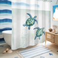 thumbnail image 5 of No Hook Shower Curtain, Teal Turtles Coastal Shower Curtains for Bathroom with See Through Top Window, Summer Ocean Sea Watercolor Waterproof & Washable Bath Curtain Long 72"x78", 5 of 9