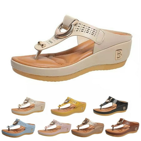 

XDDST Women Sandals Comfortable Flip Flops Women Shoes Comfortable Thick Sole Soft Wedge Sandals Fashionable Corrective Beach Sandals