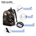 thumbnail image 3 of Yiaed Gold Rose Skull Print Print Laptop Backpack Travel Canvas Backpack Vintage Aesthetic Backpack for School Knapsack Backpack Backpack for School-, 3 of 5