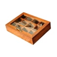 thumbnail image 3 of Caja de joyería, caja de almacenamiento de madera, decoración, caja de baratija de recuerdo, exhibición de joyería con tapa para collares, pendientes, 12 cuadrícula, 3 of 8