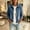 Blue, variant on PiGOGI Women's Fall Winter Solid Zip Pocket Denim Jacket Long Sleeve for Fitness Yoga Sports Casual Sky Blue XL