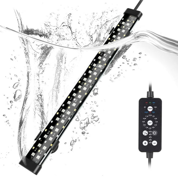 hygger Lumière Submersible LED pour Aquarium, 14W 15 Po Mode 24/7 Lumière pour Aquarium avec 5 Rangées de Perles, avec Minuterie 9 Couleurs et Luminosité Réglable, Pleine