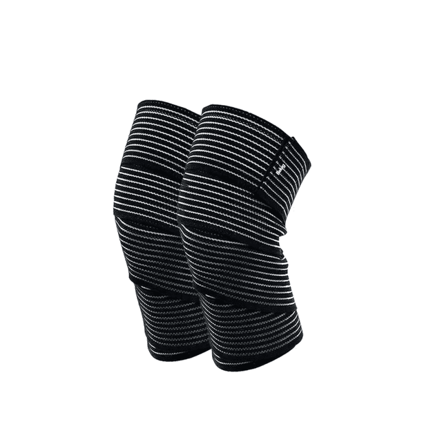 Vendas Para Elasticas Rodillas Gym Crossfit 1 Par Belug, Negras rallas Blancas