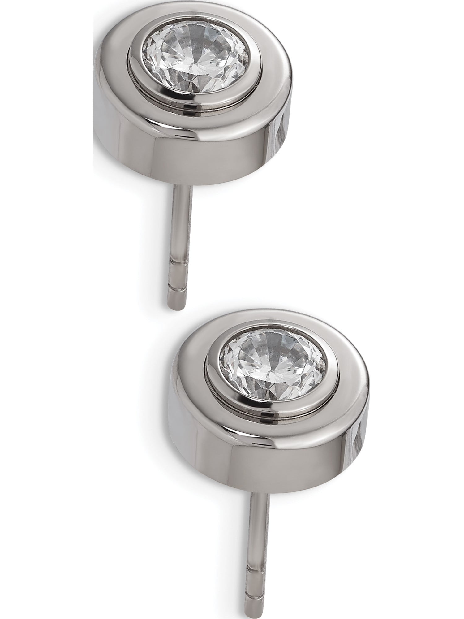 Titanium Polished w//CZ Post Earrings Length 8.8 Width 8.8