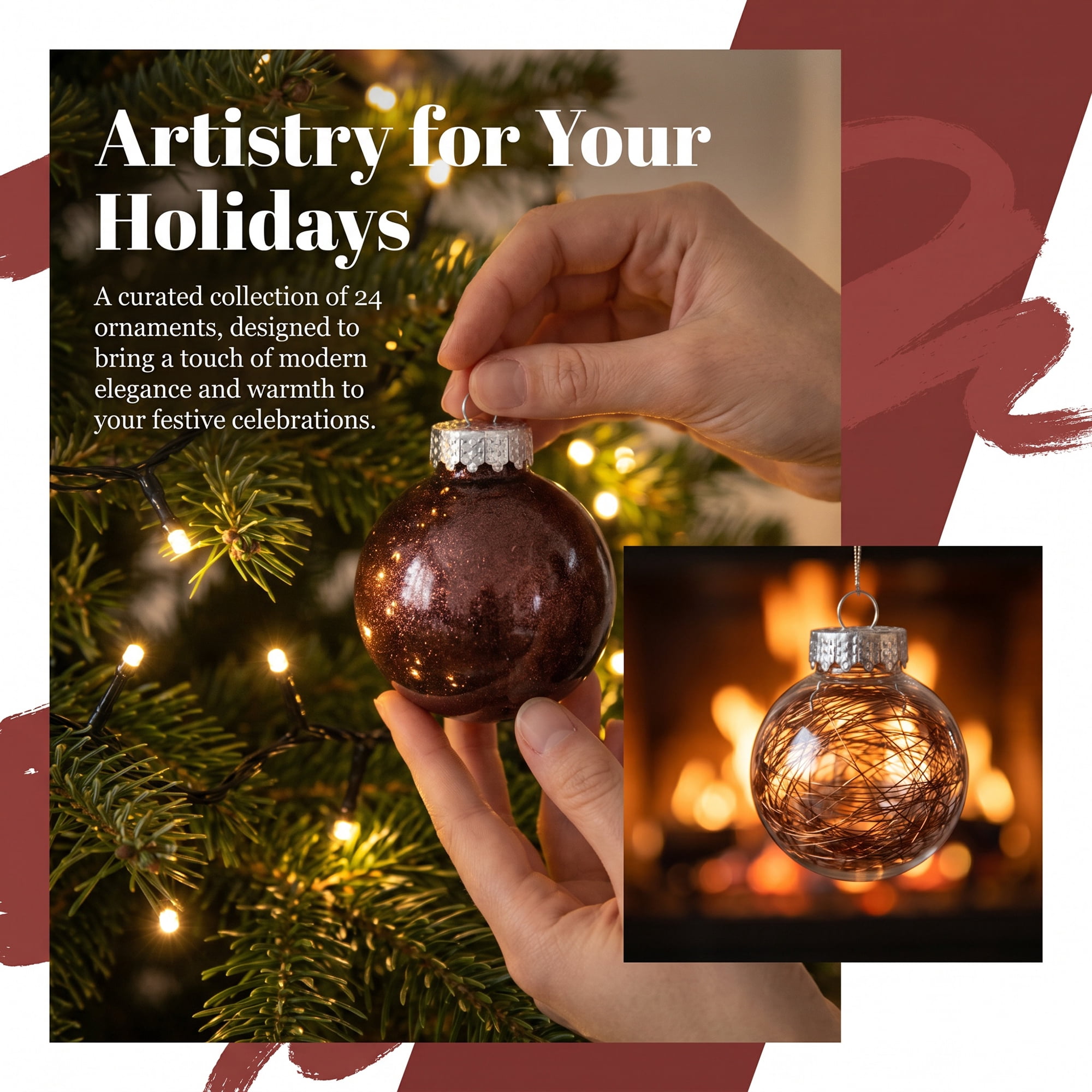 Unique Bargains Christmas Tree Ornaments - 24 Pack Baubles Shatterproof Balls Brown 2.4"