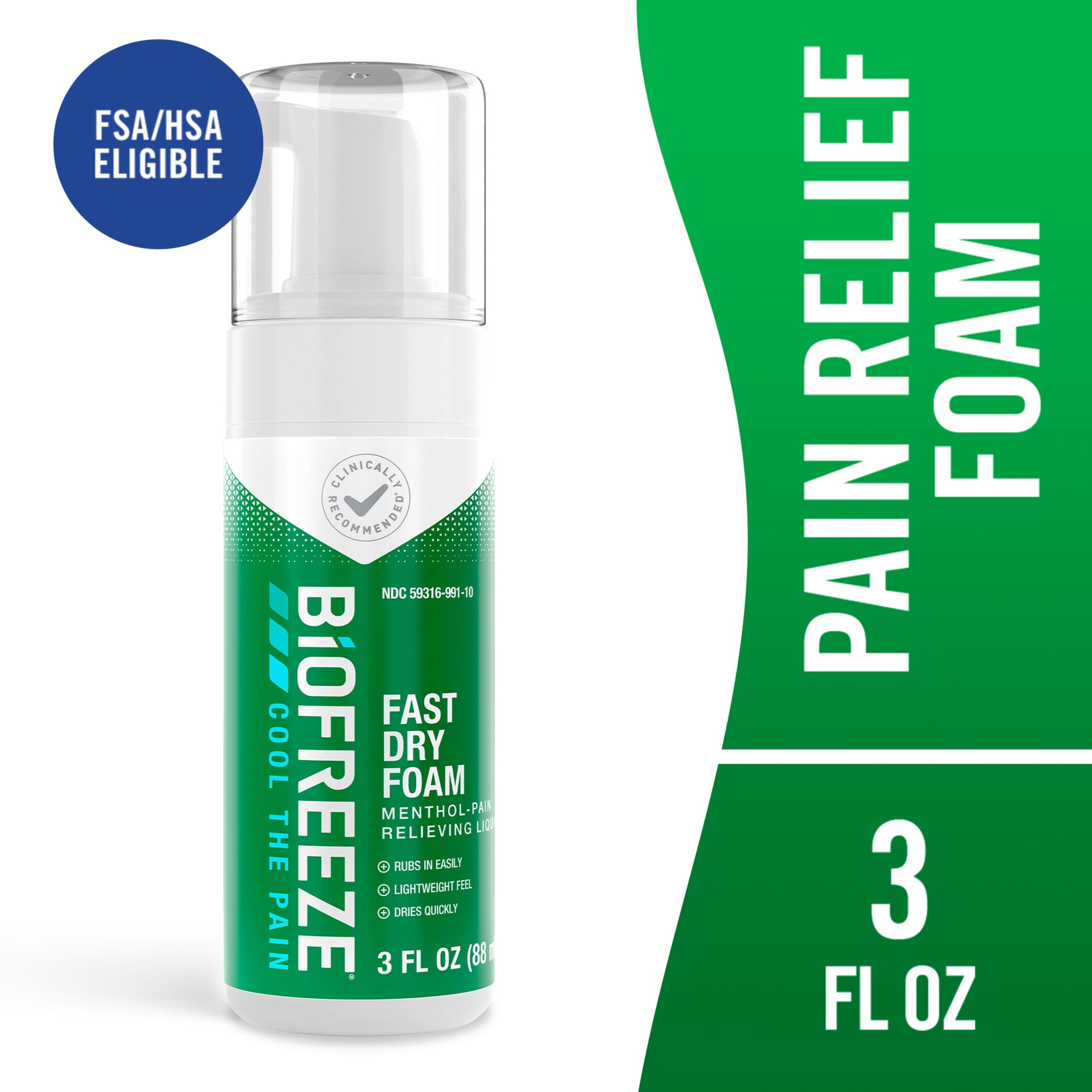 Biofreeze Arthritis Pain Relief Foam, For Joint, Muscle & Back Pain Relief, OTC & HSA Eligible,,Menthol, 3 FL OZ
