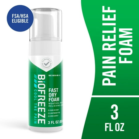 Biofreeze Arthritis Pain Relief Foam, For Joint, Muscle & Back Pain Relief, OTC & HSA Eligible,,Menthol, 3 FL OZ