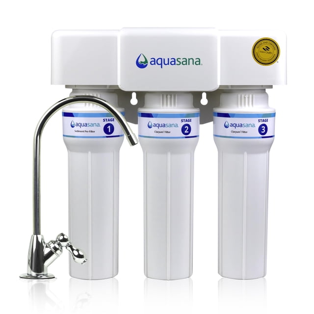 Filtro de agua para debajo del fregadero Aquasana de 3 etapas Max Flow Chrome