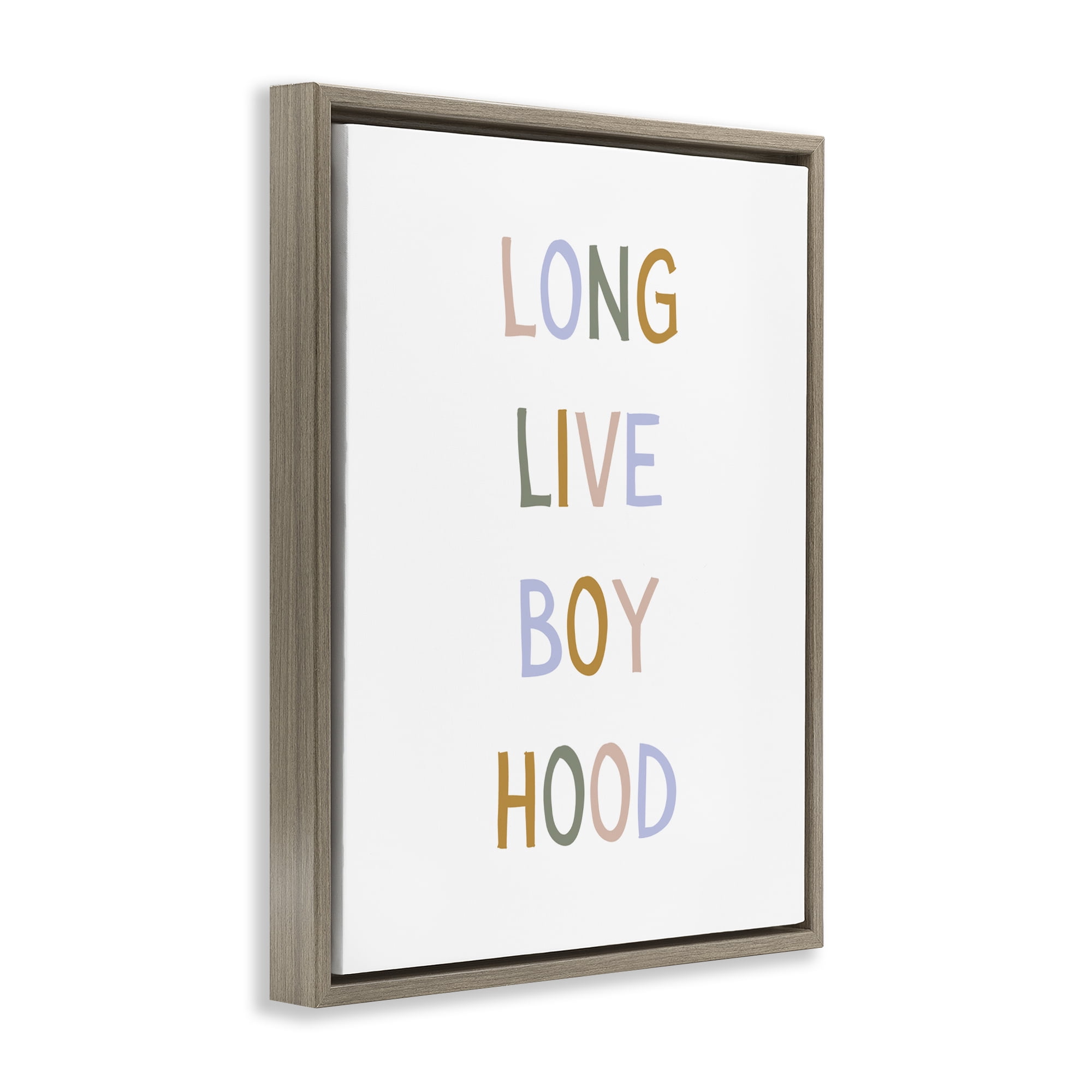 Stupell Industries Long Live Boy Hood Brown Framed Floater Canvas Wall Art, design by Katie Griggs