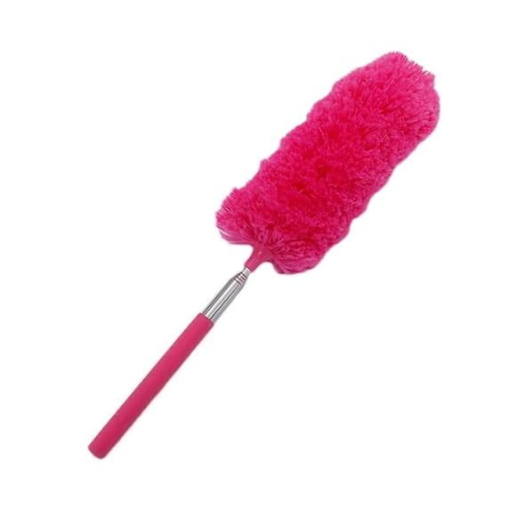 Plumero de microfibra con mango telescópico, cepillo de limpieza lavable para el hogar Rosa Roja 41cm