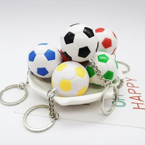 SPRING PARK 2 Pcs Key Ring Vibrant Color Soccer Sports Ball Keychains for Kids Party Favors & School Carnival Prizes