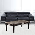 thumbnail image 3 of HomeRoots 486050 21 x 56 x 32 in. Black & Brown Faux Marble Rectangular Coffee Table, 3 of 3