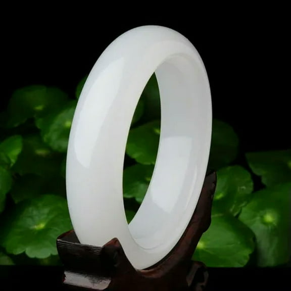 GKNET Natural Afghanistan White Jade Gemstone Bangle Bracelet 56-64mm Delicate Jewelry AAA-60-62mm