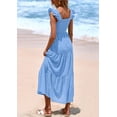 thumbnail image 2 of Vestido largo PRETTYGARDEN para mujer, cuello cuadrado, verano, azul claro, 2 of 9