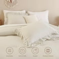 thumbnail image 5 of ANGENIA Queen Size Ruffle Comforter Set, 3 Pieces Beige Cream Bedding Comforter Set for Queen Bed, All Season Soft Lightweight Down Alternative Bed Set, 5 of 7