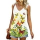 thumbnail image 1 of ICHUANYI Clearance Women Fashion Summer Sexy Fold Printed Regular Lace Sleeveless V Neck Button Top(Yellow, L) ICHUANYI WER2023081112866, 1 of 6