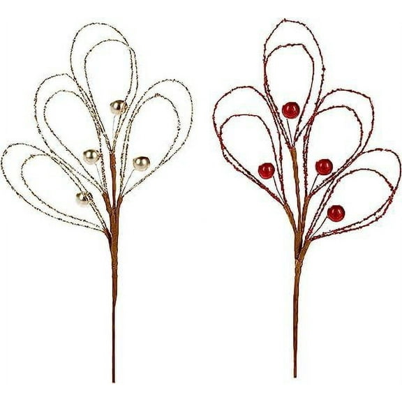 Save Dollar Stores Christmas Floral Loop Pick with Beads Assorted Colors 4.75 X 10 Inches for Home Decor