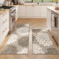 thumbnail image 5 of MeyJey Kitchen Rug 2 PCS Set, 24”x36+24”x59” Non Slip Machine Washable Rug Floral Decor Kitchen Floor Mats for in Front of Sink, Brown, 5 of 9