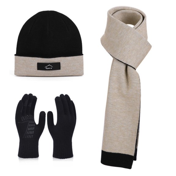 FAHXNVB 3 Piece Knit Hat Scarf Gloves for Men and Women Cold Weather Thermal Accessories Long Scarf Winter Hat and Gloves